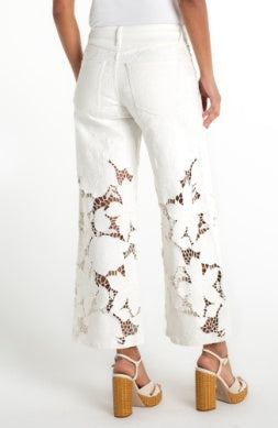 Liverpool Ivory Bloom Crochet Jean
